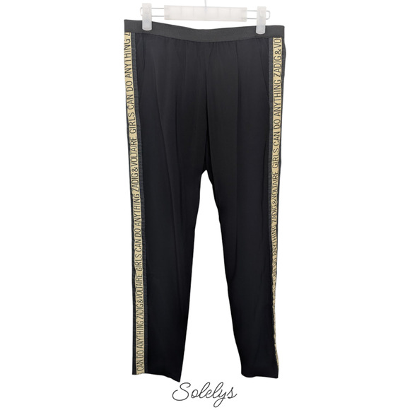 Zadig & Voltaire Paula Band Girls Can Do Anything Black Pant Trouser 36 S NWT - Picture 6 of 9